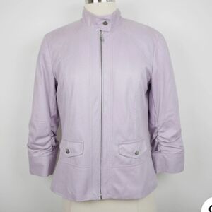 CHICOS Purple Faux Leather 3/4 Sleeve Moto Jacket - Size Medium